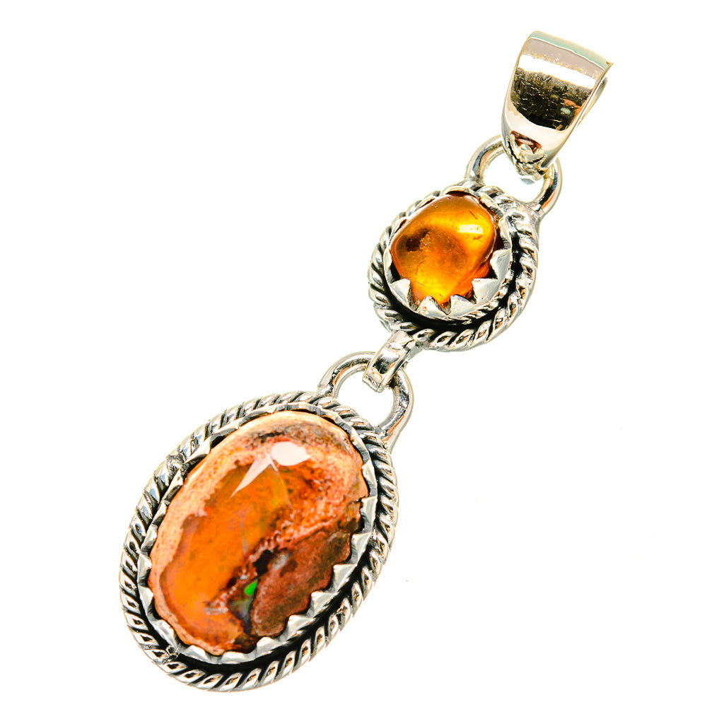 Mexican Fire Opal Pendants handcrafted by Anasilvercos - PD6367