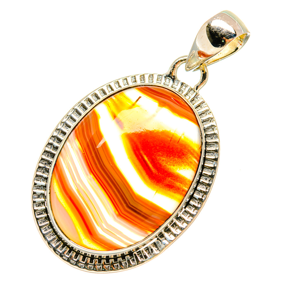Orange Botswana Agate Pendants handcrafted by Anasilvercos - PD6368