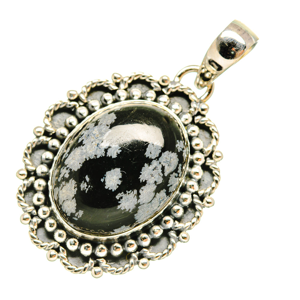 Snowflake Obsidian Pendants handcrafted by Anasilvercos - PD6501