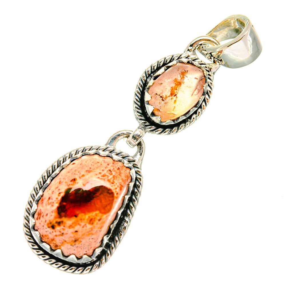 Mexican Fire Opal Pendants handcrafted by Anasilvercos - PD6620