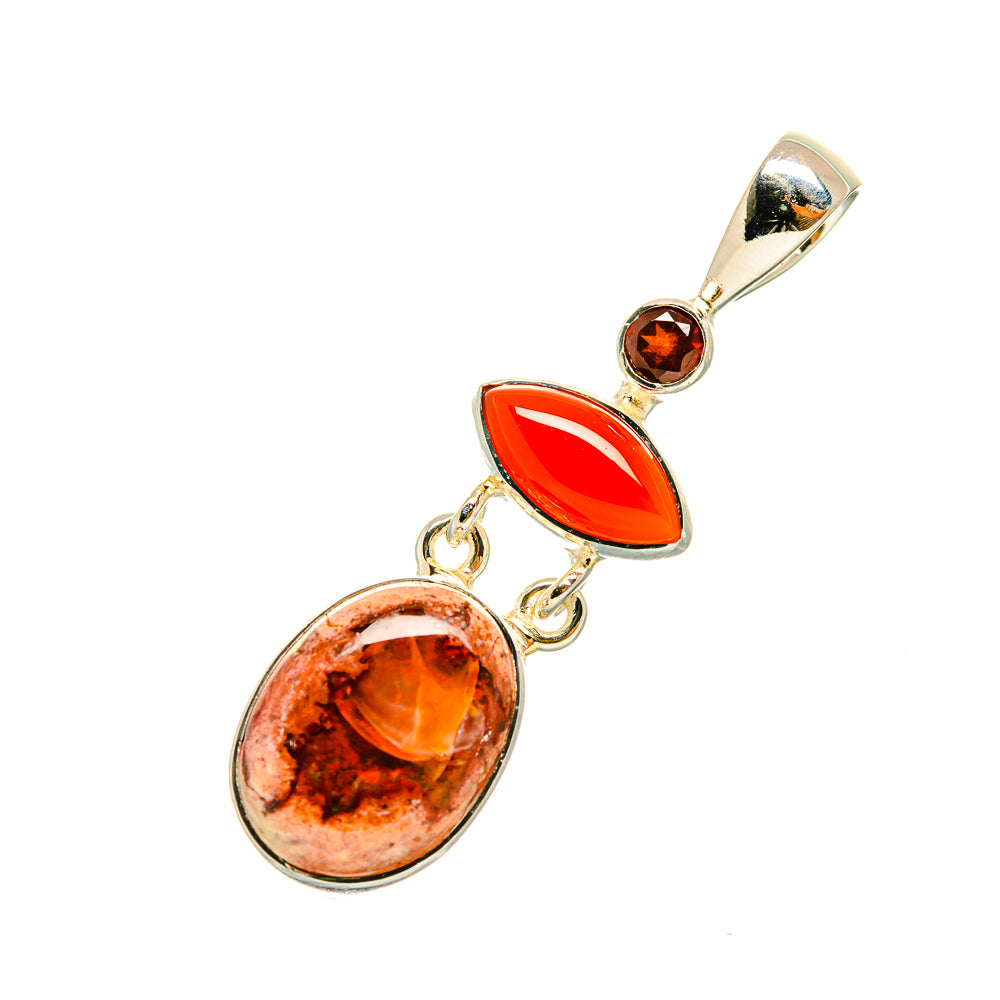 Mexican Fire Opal Pendants handcrafted by Anasilvercos - PD6628