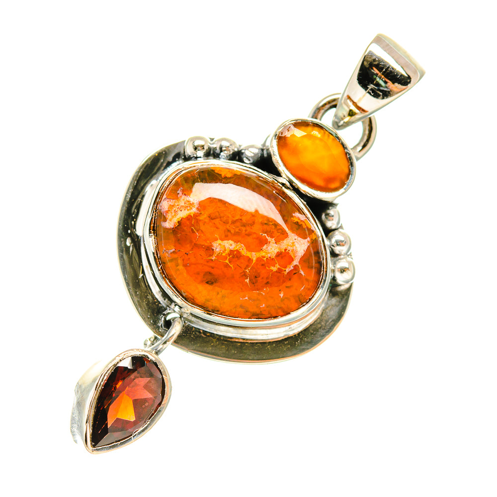 Mexican Fire Opal Pendants handcrafted by Anasilvercos - PD6631