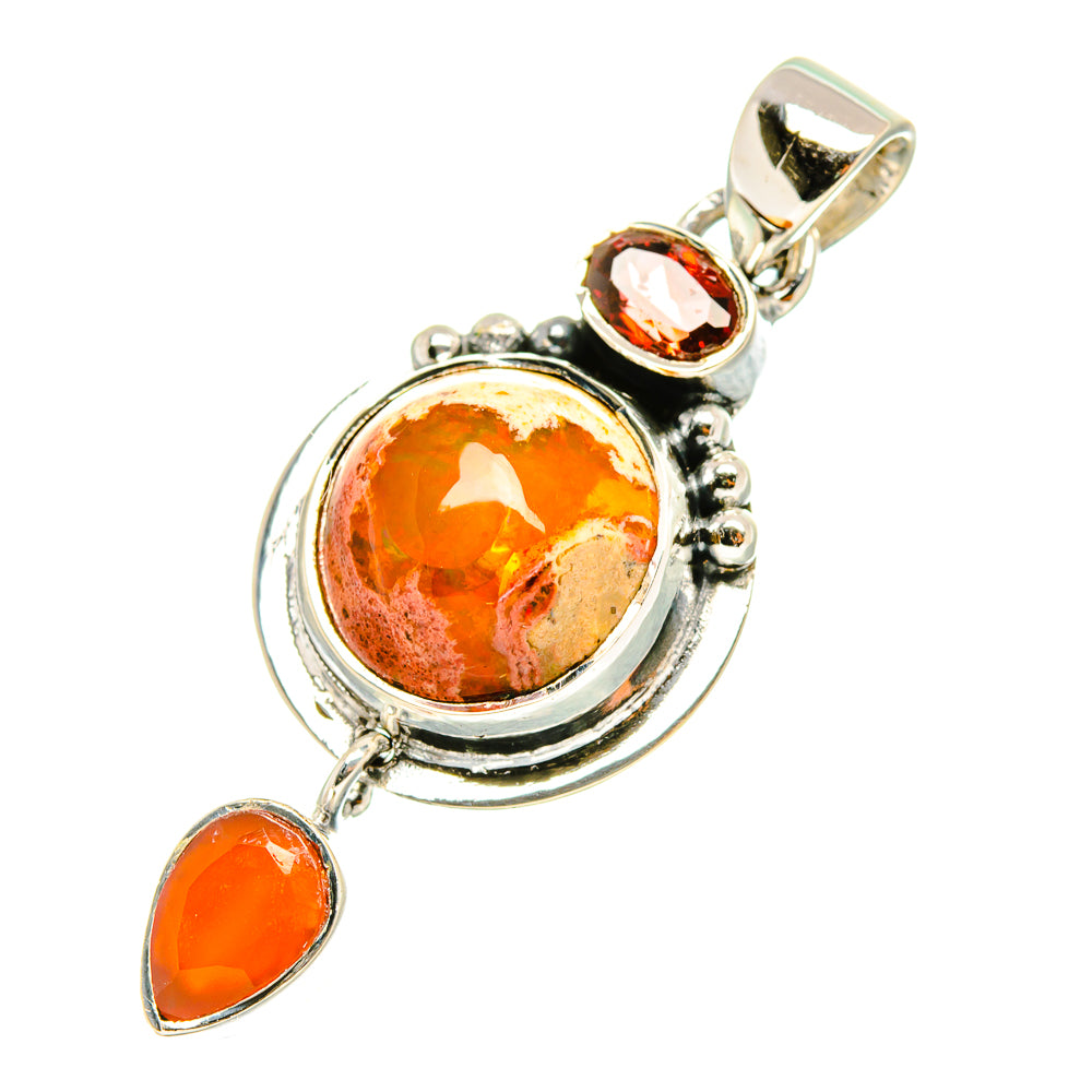 Mexican Fire Opal Pendants handcrafted by Anasilvercos - PD6838