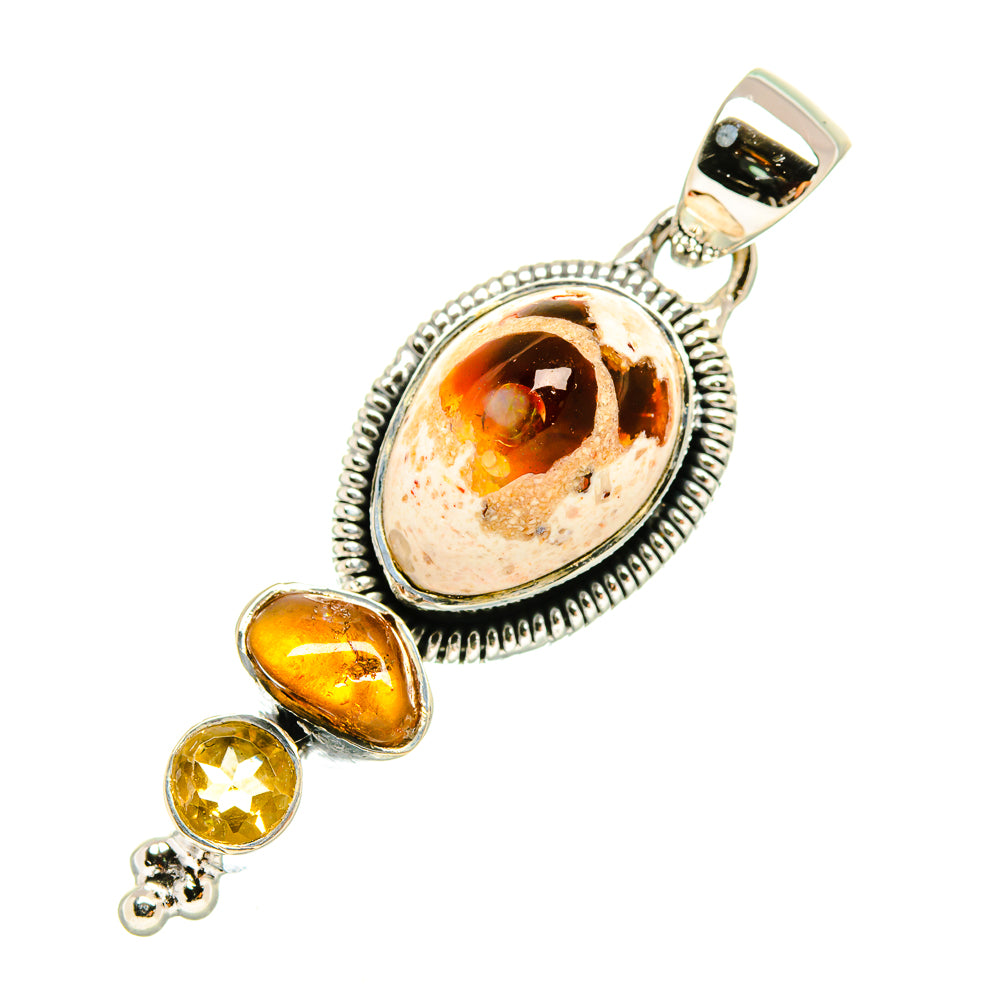 Mexican Fire Opal Pendants handcrafted by Anasilvercos - PD6882