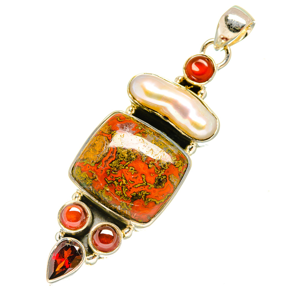 Red Jasper, Mother Of Pearl, Garnet Pendants handcrafted by Anasilvercos - PD6887