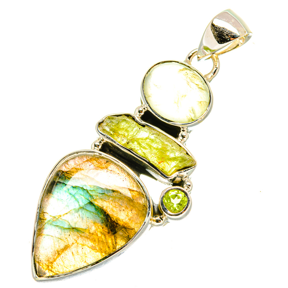 Labradorite, Prehnite, Peridot Pendants handcrafted by Anasilvercos - PD6893