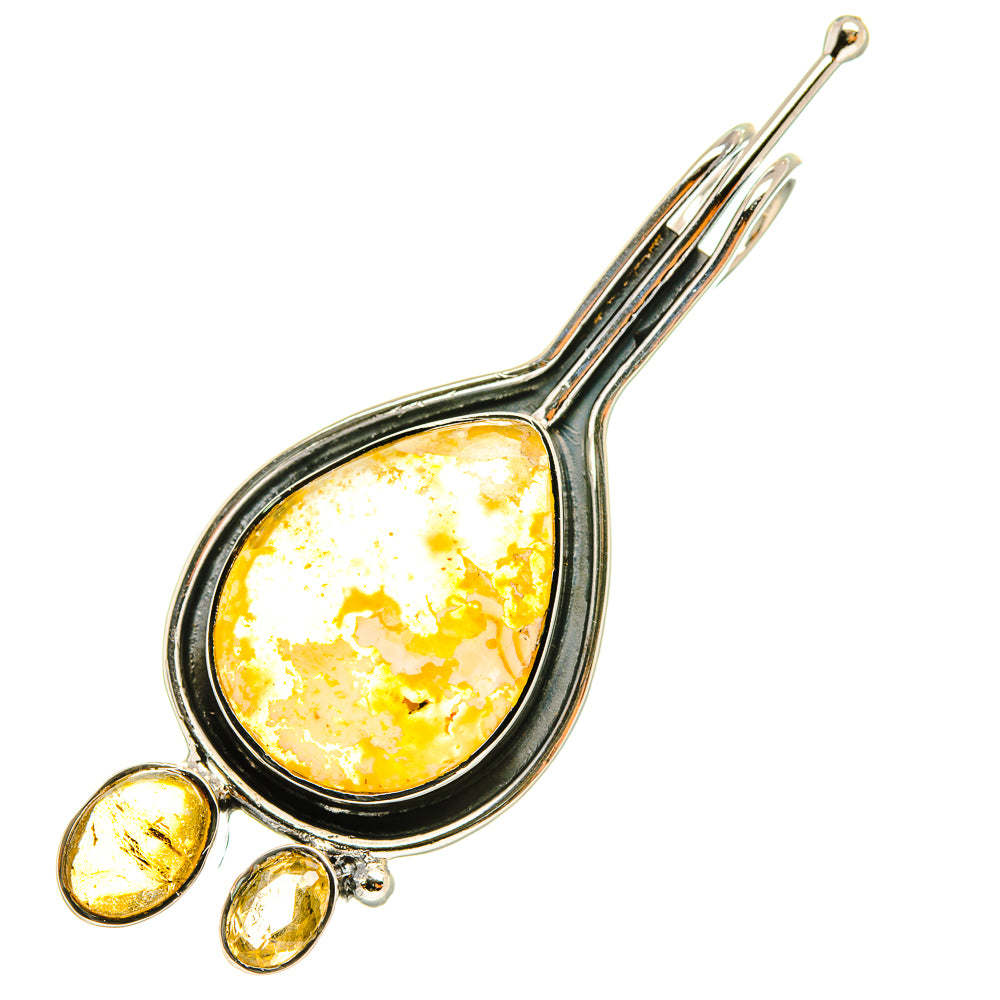 Plume Agate, Citrine Pendants handcrafted by Anasilvercos - PD6898