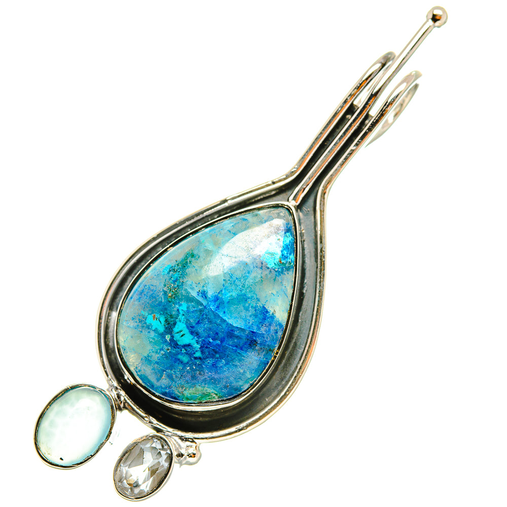 Chrysocolla In Quartz, Aqua Chalcedony, Blue Topaz Pendants handcrafted by Anasilvercos - PD6908