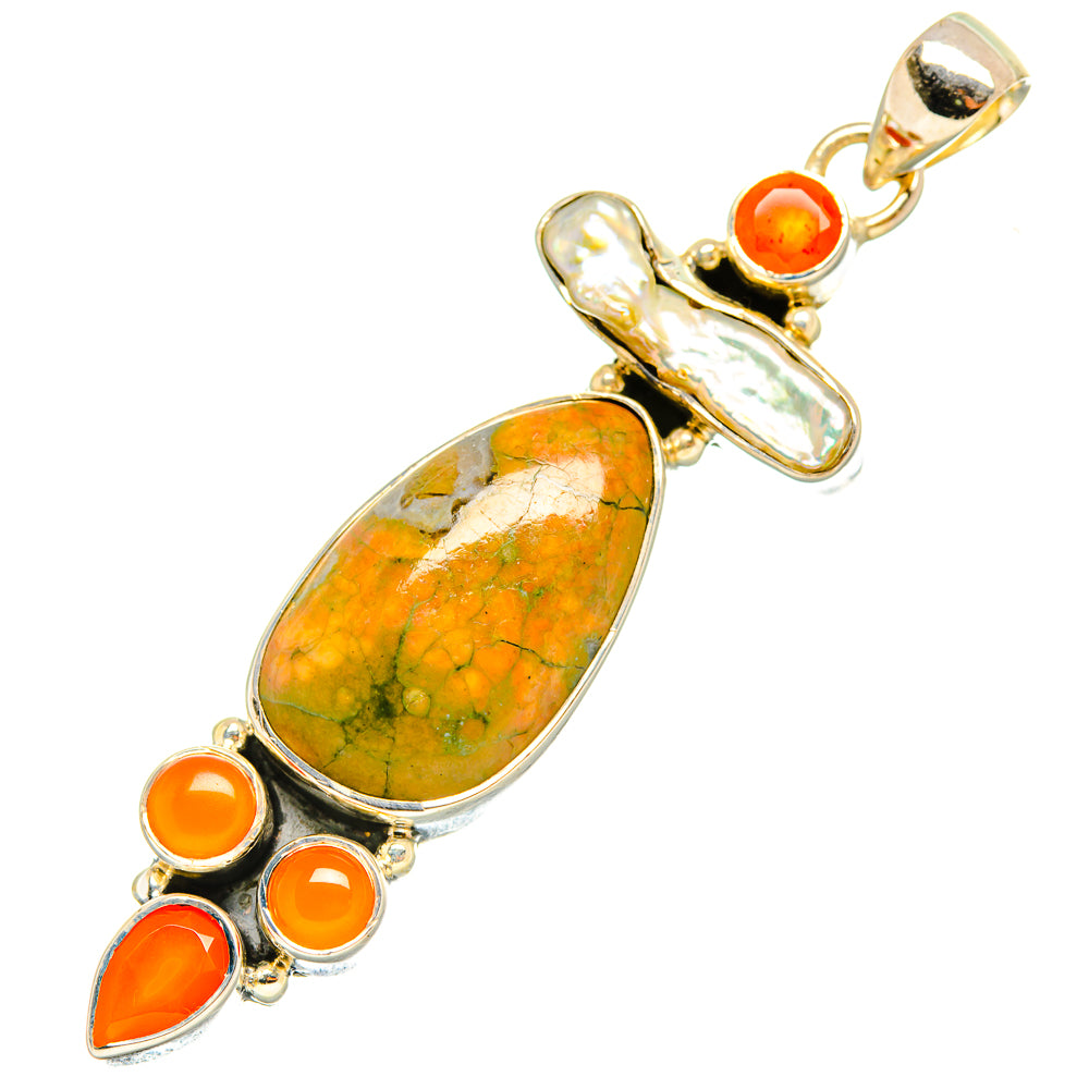 Unakite, Mother Of Pearl, Carnelian Pendants handcrafted by Anasilvercos - PD6911
