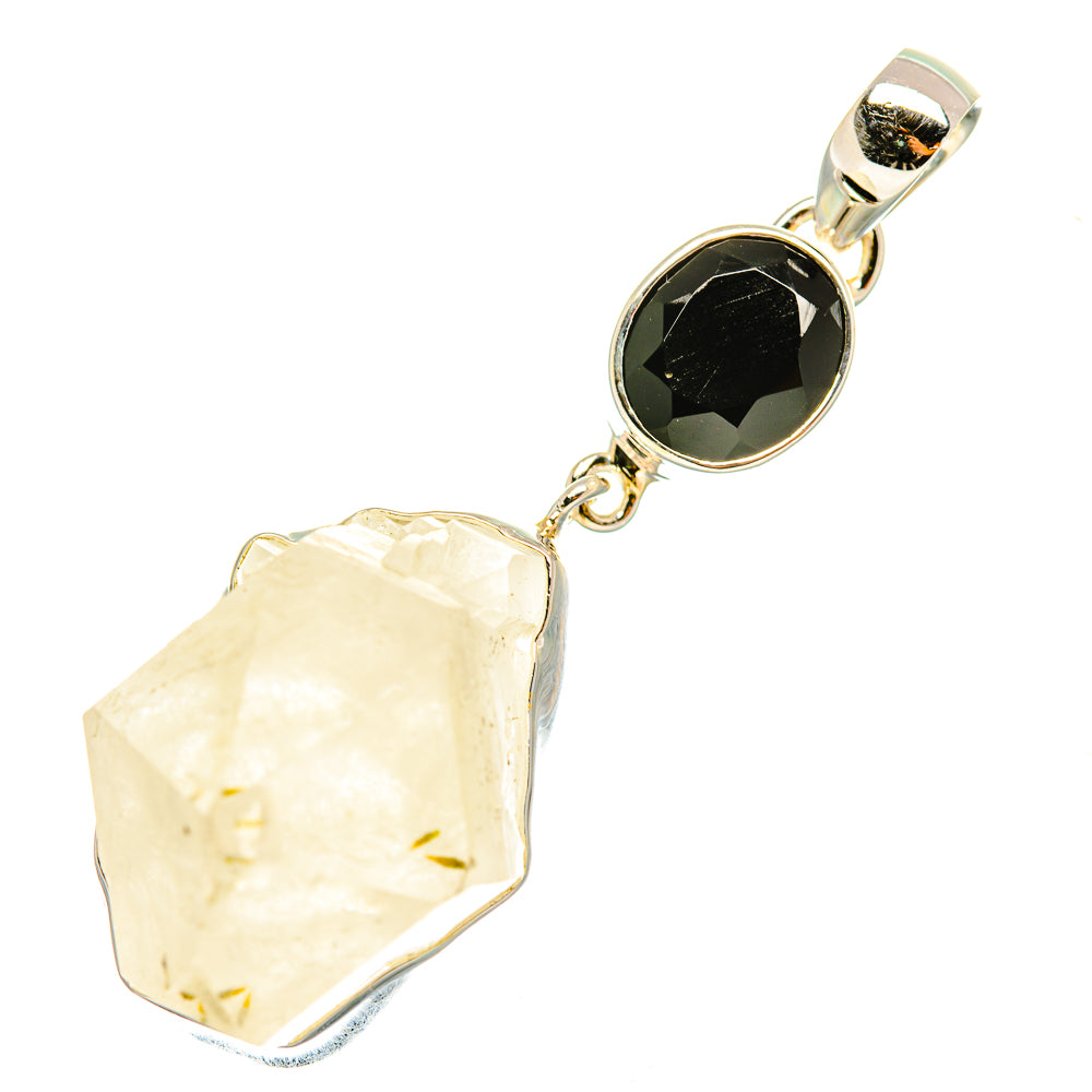 Rainbow Moonstone, Black Onyx Pendants handcrafted by Anasilvercos - PD6918