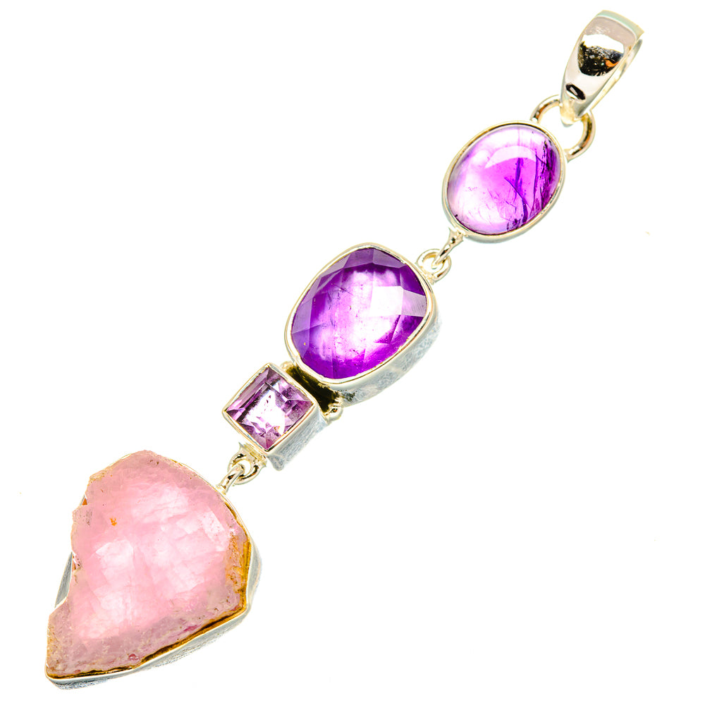 Kunzite, Amethyst Pendants handcrafted by Anasilvercos - PD6927