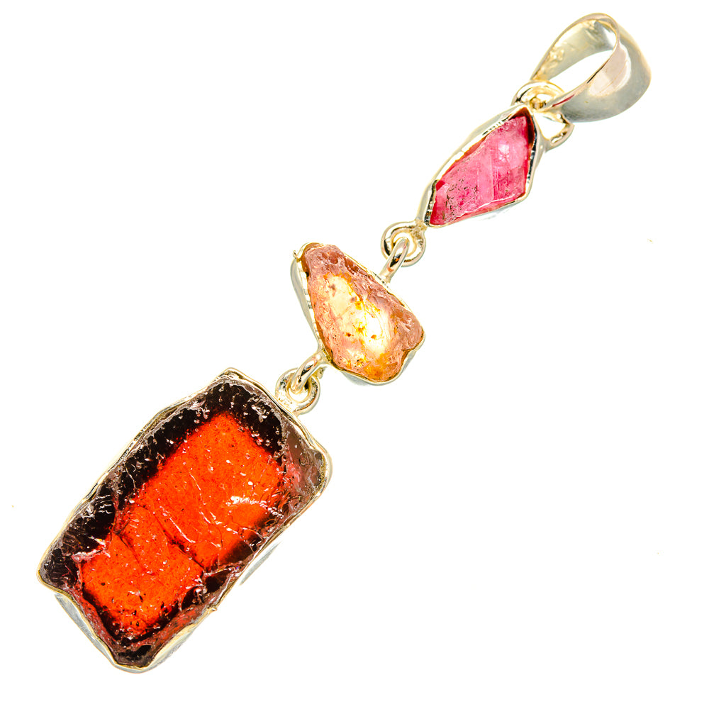 Garnet, Rose Quartz, Pink Tourmaline Pendants handcrafted by Anasilvercos - PD6929