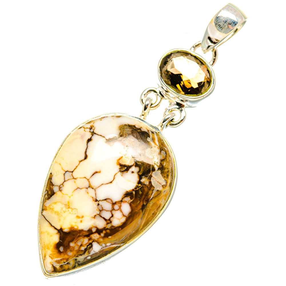 Peanut Wood Jasper, Smoky Quartz Pendants handcrafted by Anasilvercos - PD6937