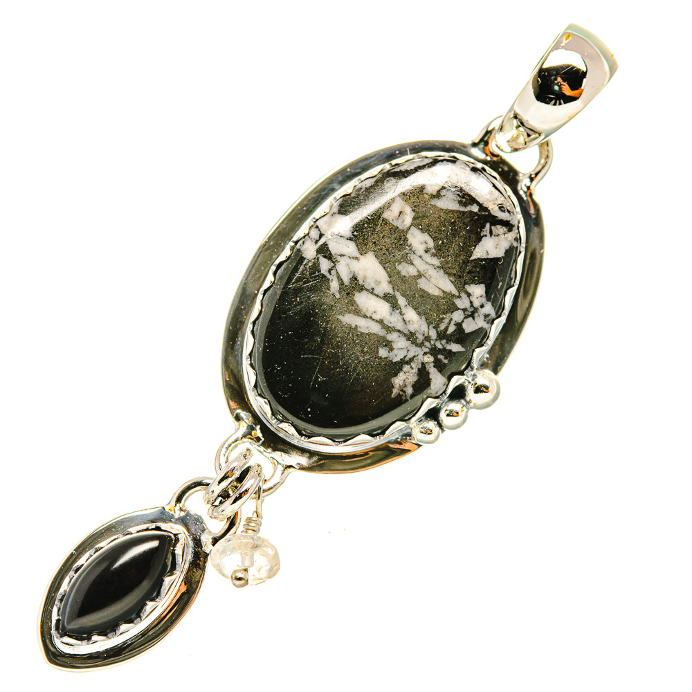 Chrysanthemum Stone, Black Onyx, White Quartz Pendants handcrafted by Anasilvercos - PD6975