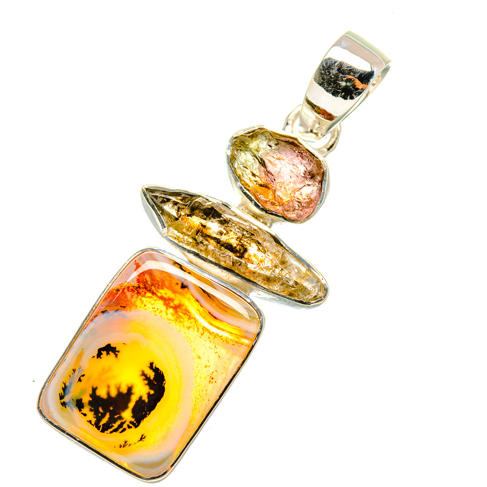 Scenic Dendritic Agate, Herkimer Diamond, Ametrine Pendants handcrafted by Anasilvercos - PD7025