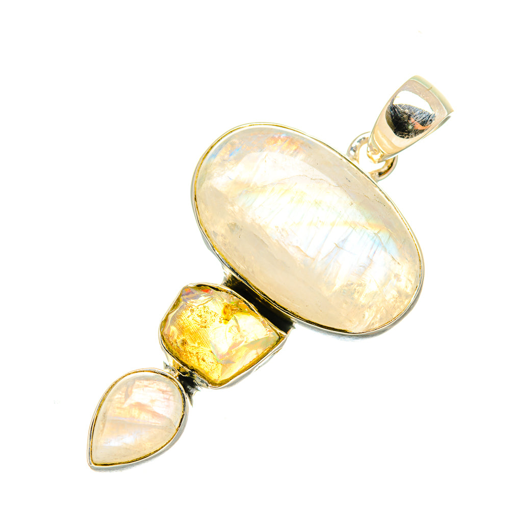 Rainbow Moonstone Pendants handcrafted by Anasilvercos - PD7046