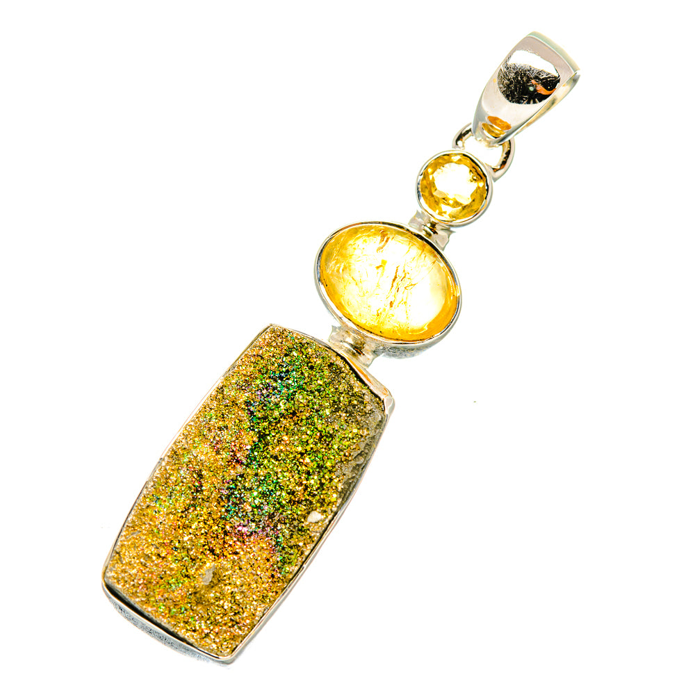 Spectro Pyrite Druzy Pendants handcrafted by Anasilvercos - PD7056