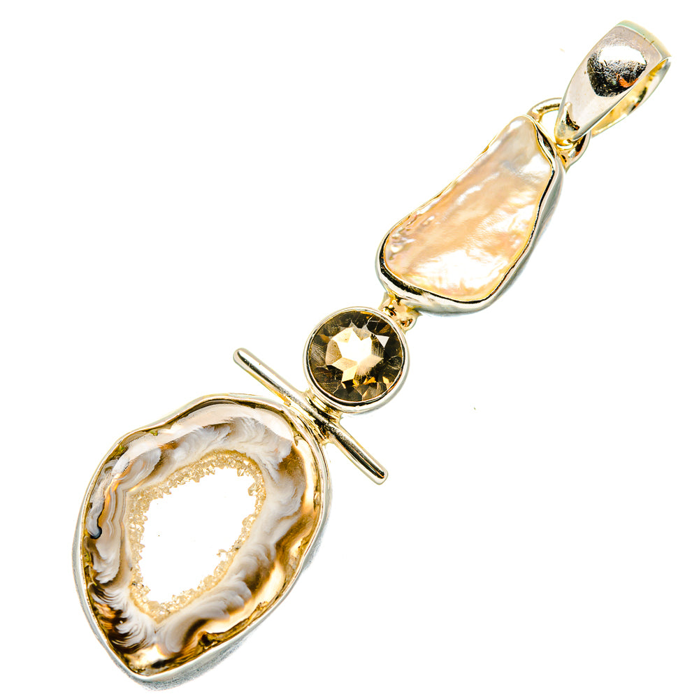 Coconut Geode Slice Pendants handcrafted by Anasilvercos - PD7068