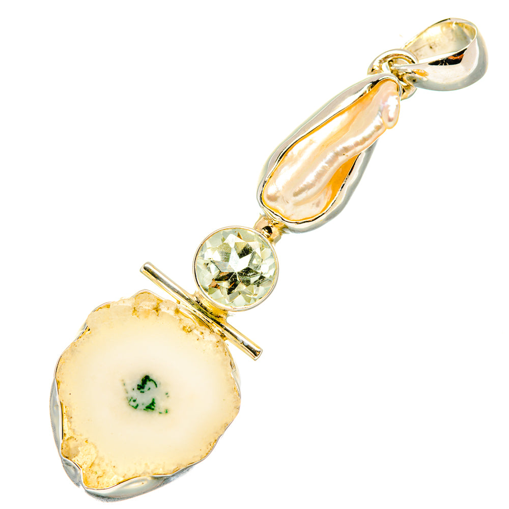White Solar Quartz Pendants handcrafted by Anasilvercos - PD7071