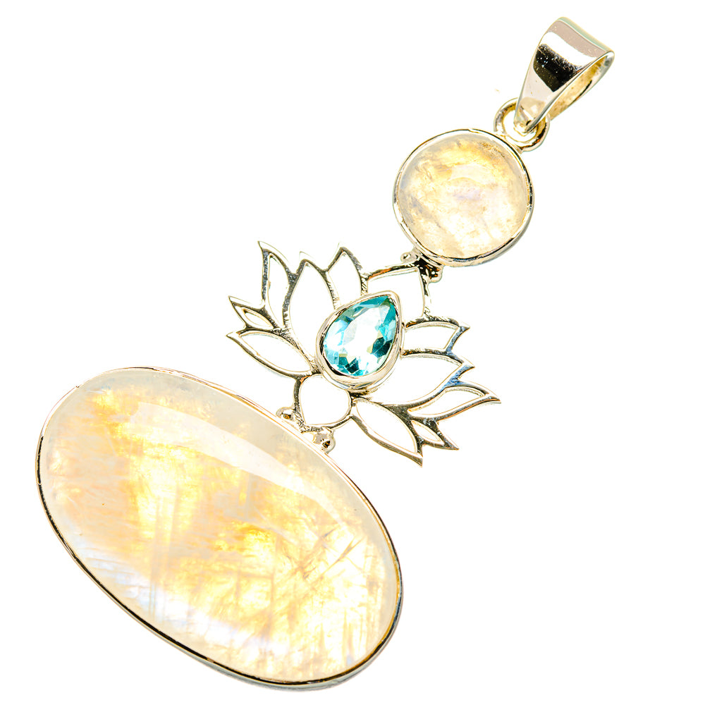 Rainbow Moonstone Pendants handcrafted by Anasilvercos - PD7128