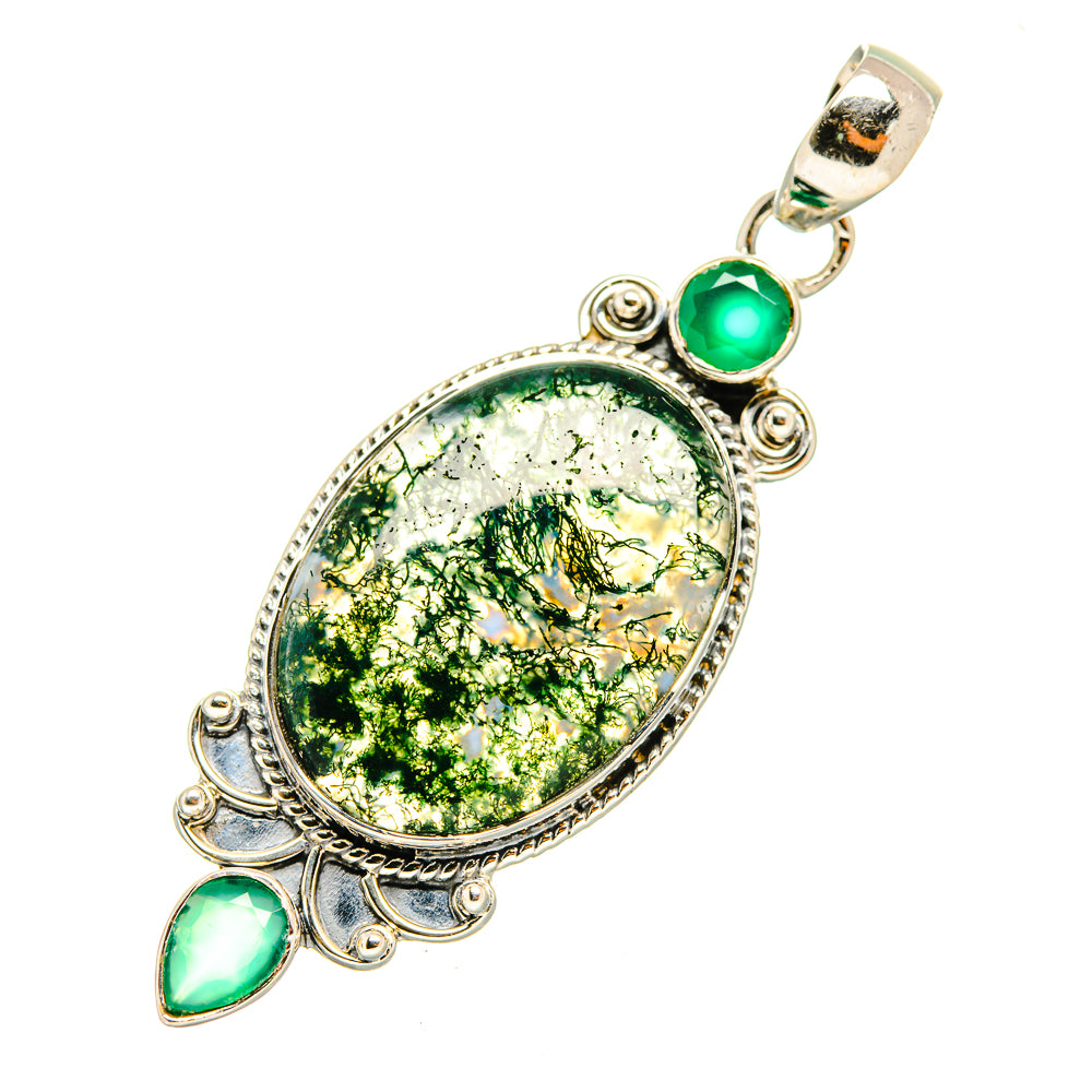 Green Moss Agate Pendants handcrafted by Anasilvercos - PD7195