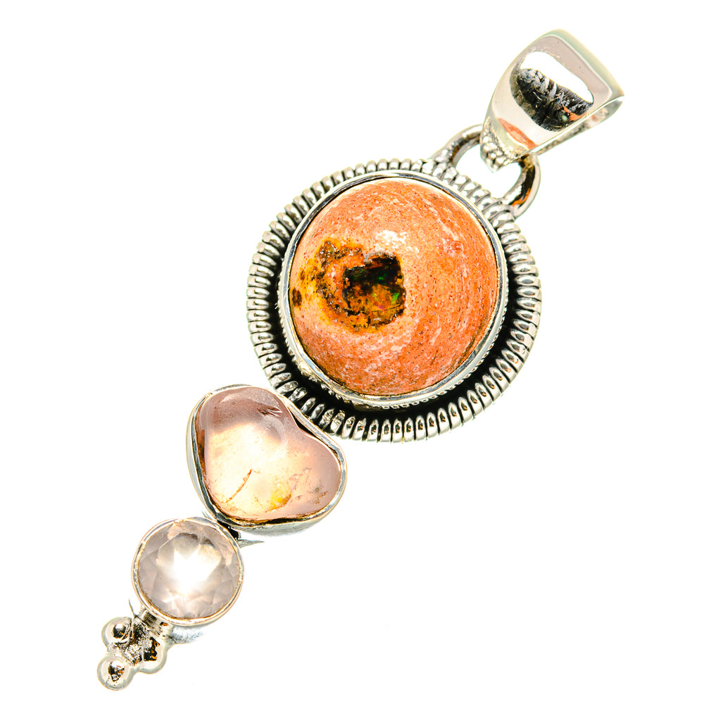 Mexican Fire Opal Pendants handcrafted by Anasilvercos - PD7203
