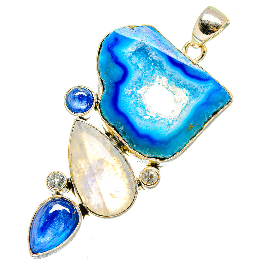 Blue Geode Slice Pendants handcrafted by Anasilvercos - PD7248