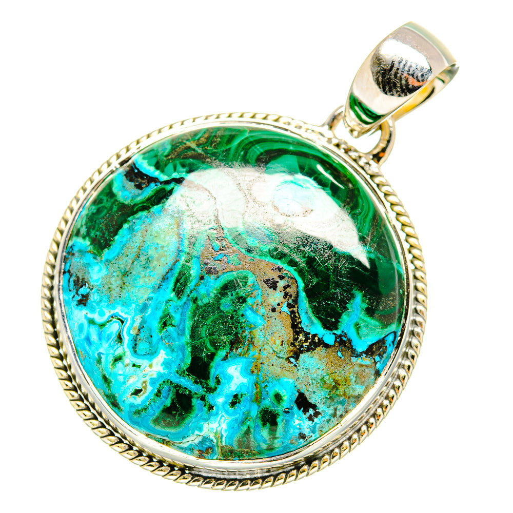 Malachite In Chrysocolla Pendants handcrafted by Anasilvercos - PD7259