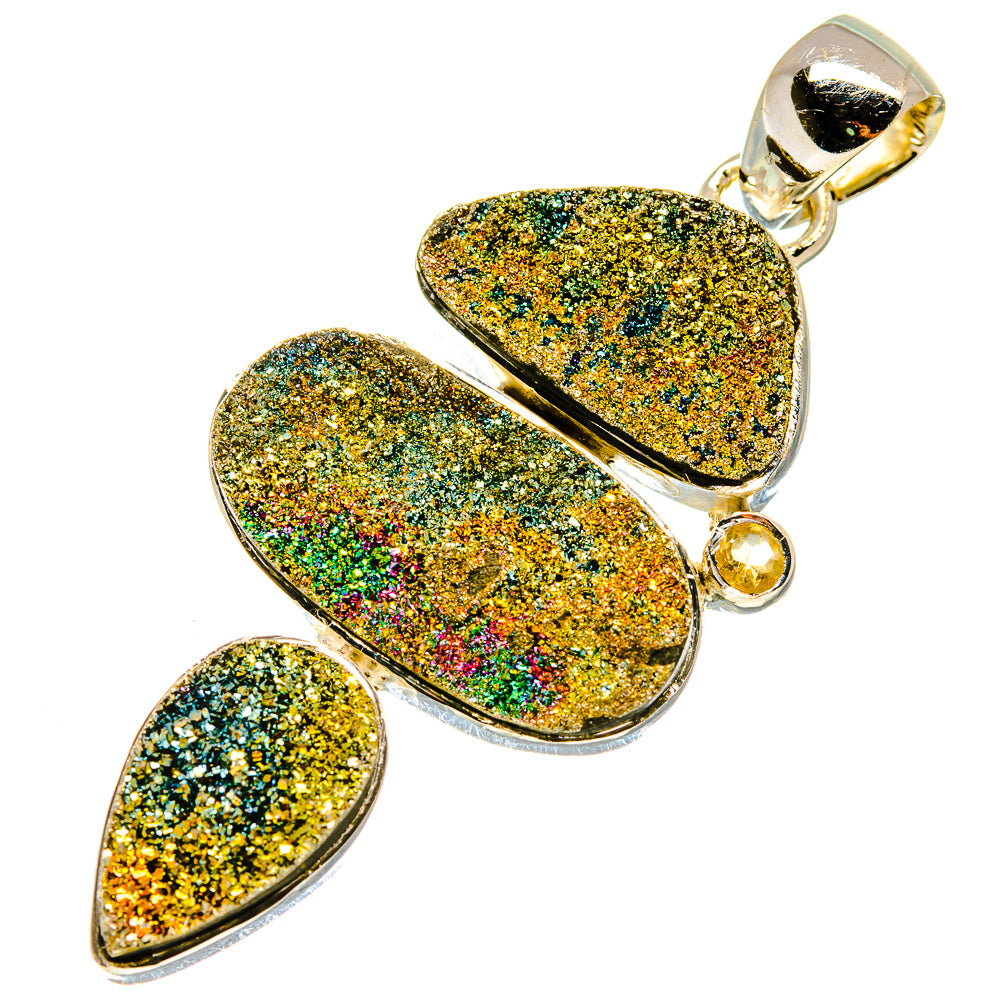Spectro Pyrite Druzy Pendants handcrafted by Anasilvercos - PD737804