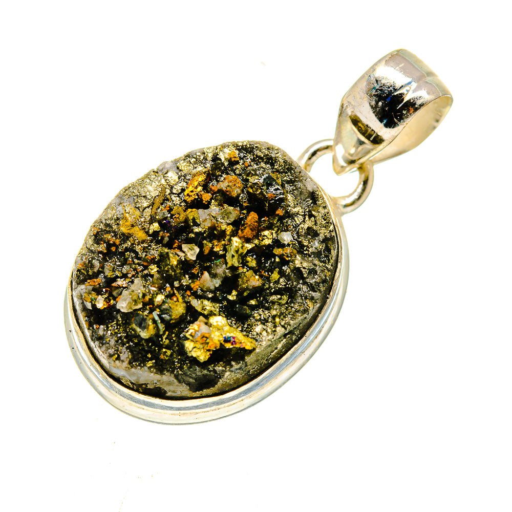 Spectro Pyrite Druzy Pendants handcrafted by Anasilvercos - PD740618 - Photo 2
