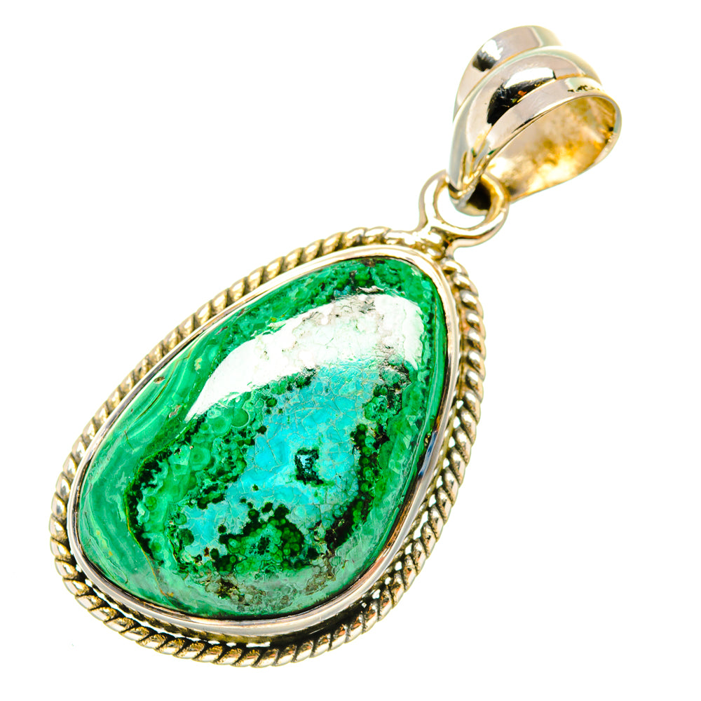 Malachite In Chrysocolla Pendants handcrafted by Anasilvercos - PD7412