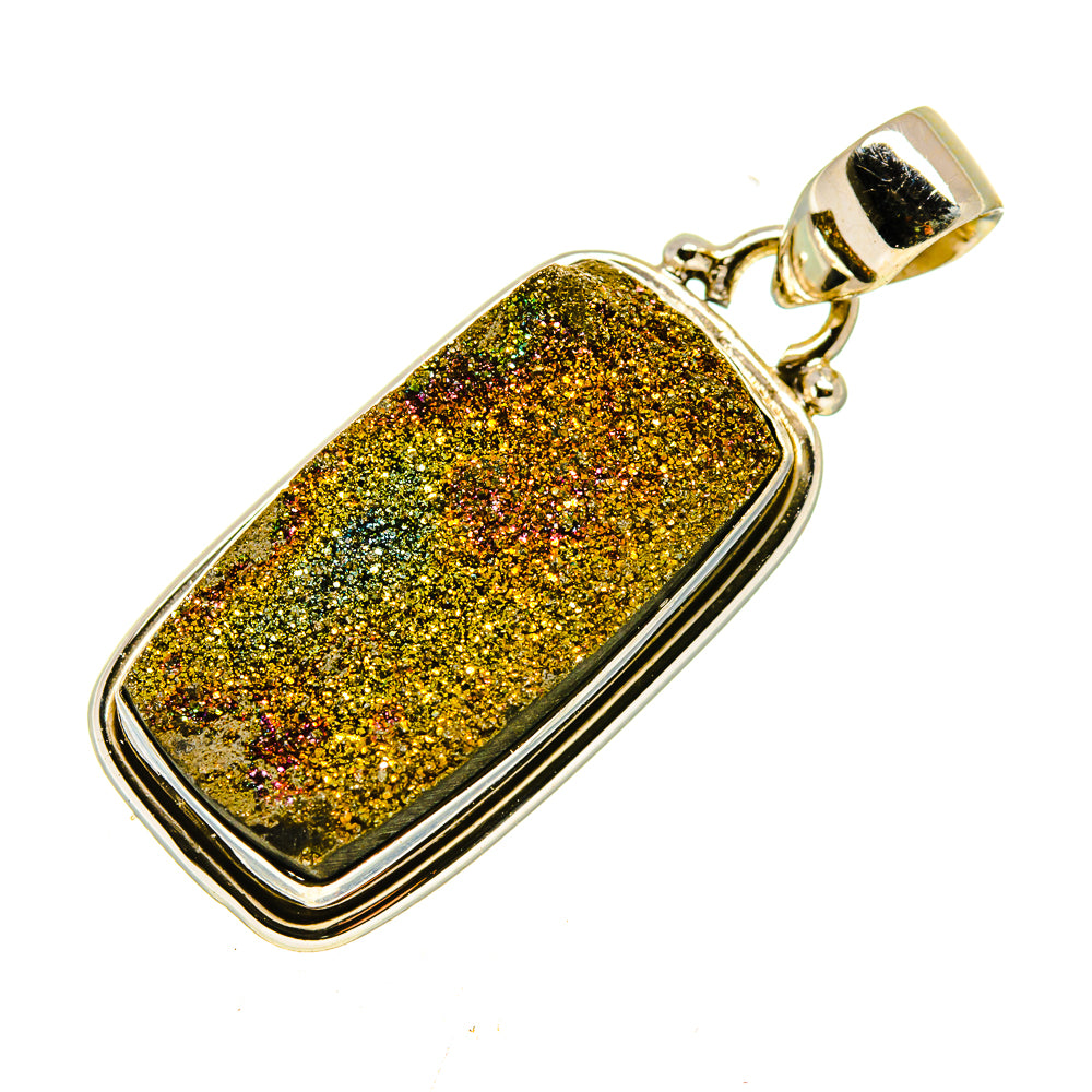 Spectro Pyrite Druzy Earrings handcrafted by Anasilvercos - PD741706