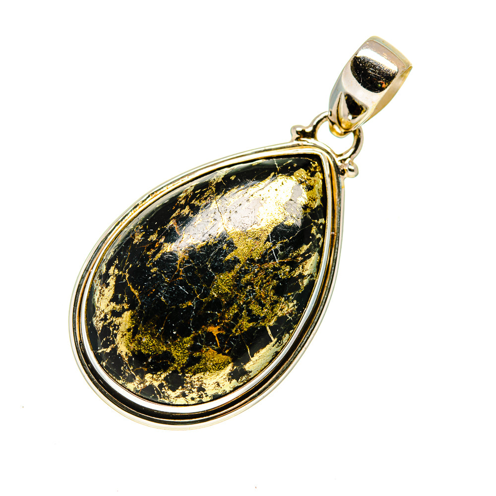 Pyrite In Black Onyx Pendants handcrafted by Anasilvercos - PD742780