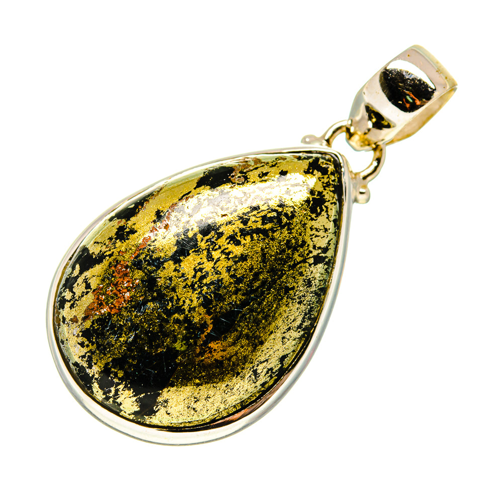 Pyrite In Black Onyx Pendants handcrafted by Anasilvercos - PD742992