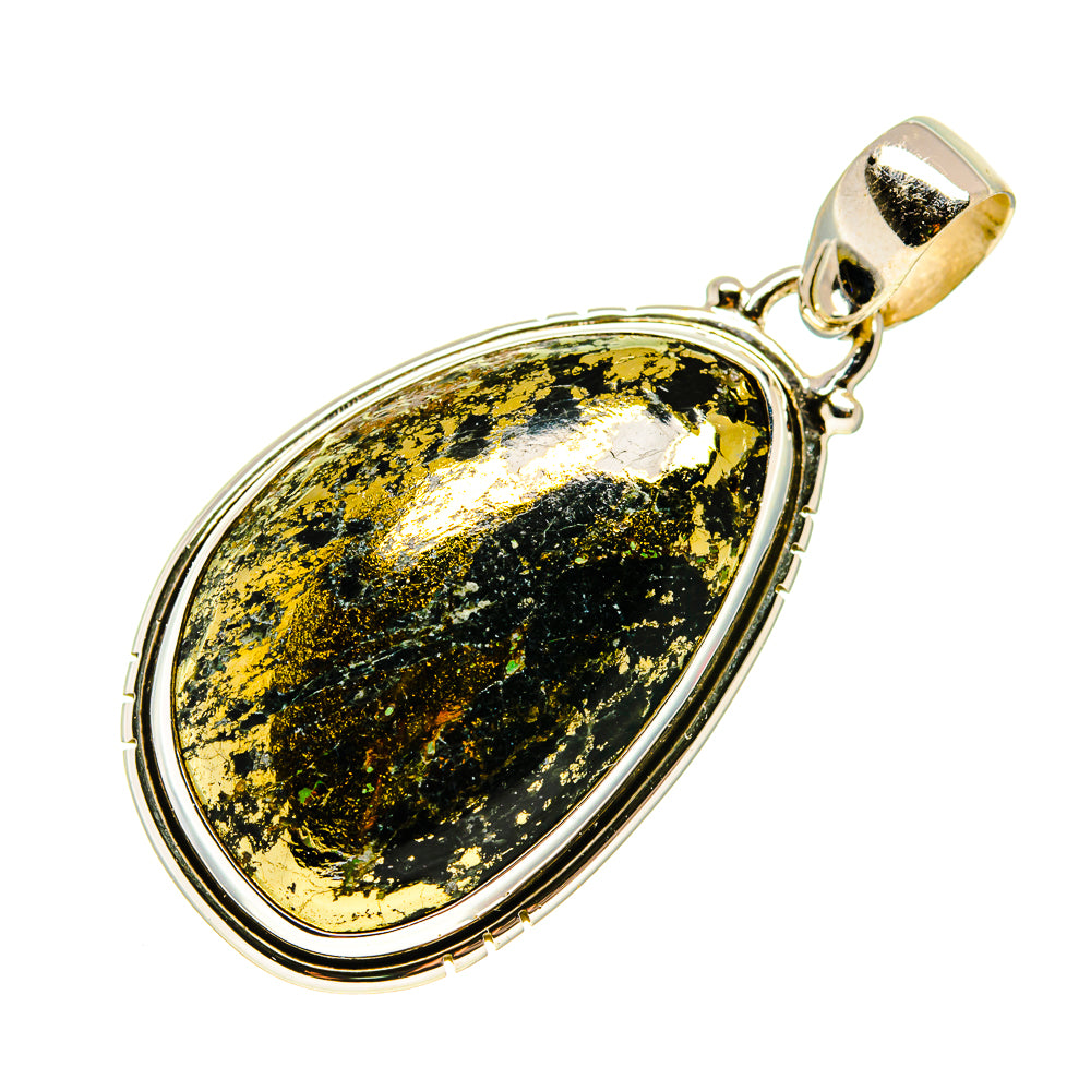 Pyrite In Black Onyx Pendants handcrafted by Anasilvercos - PD742993