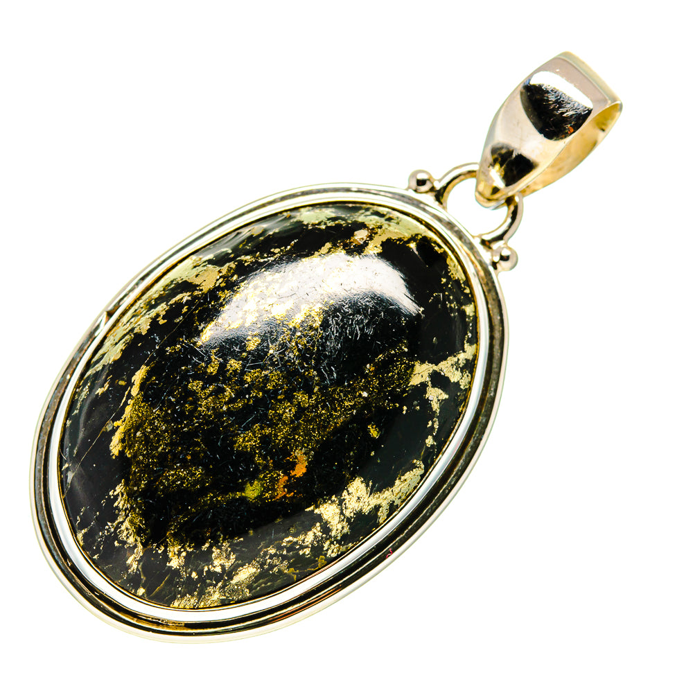 Pyrite In Black Onyx Pendants handcrafted by Anasilvercos - PD743086