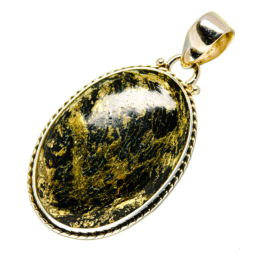 Pyrite In Black Onyx Pendants handcrafted by Anasilvercos - PD743149