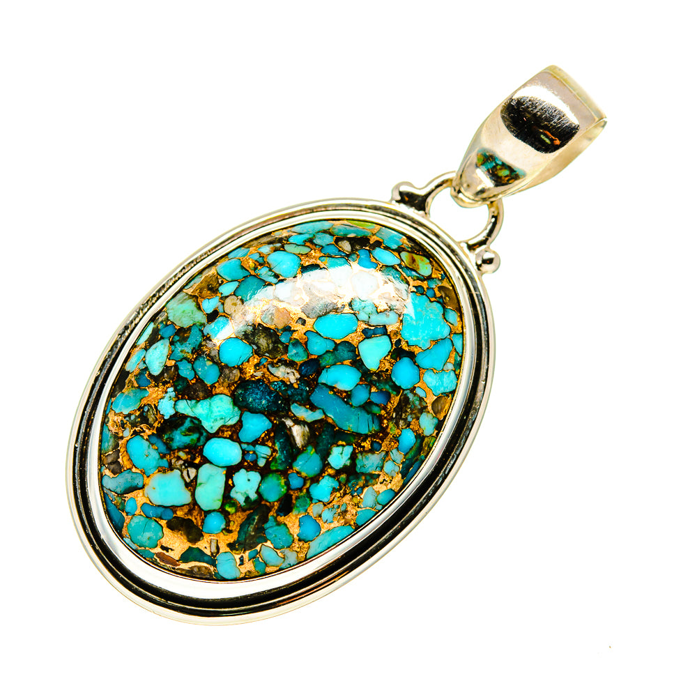 Blue Copper Composite Turquoise Pendants handcrafted by Anasilvercos - PD743212