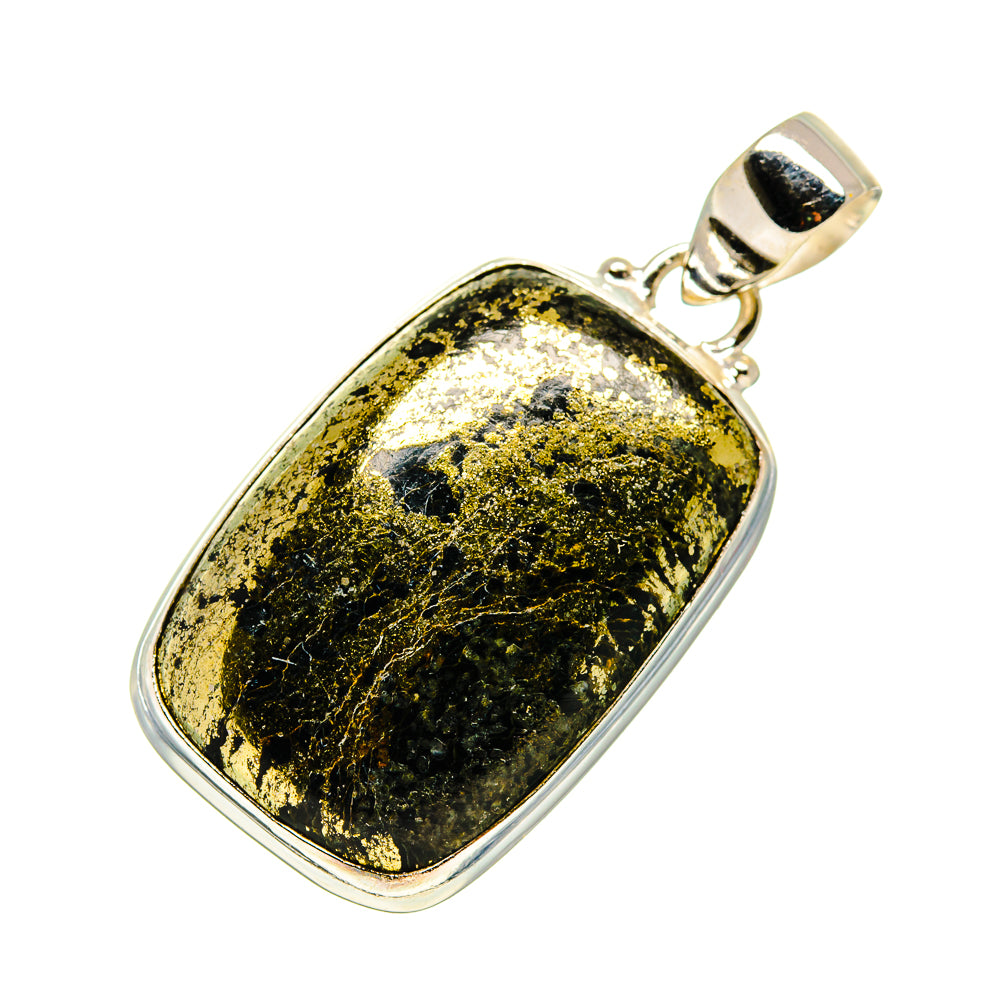 Pyrite In Black Onyx Pendants handcrafted by Anasilvercos - PD743408