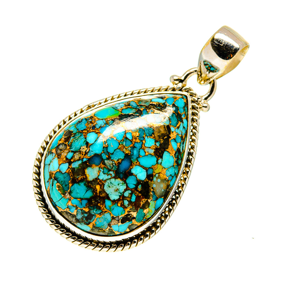 Blue Copper Composite Turquoise Pendants handcrafted by Anasilvercos - PD743552
