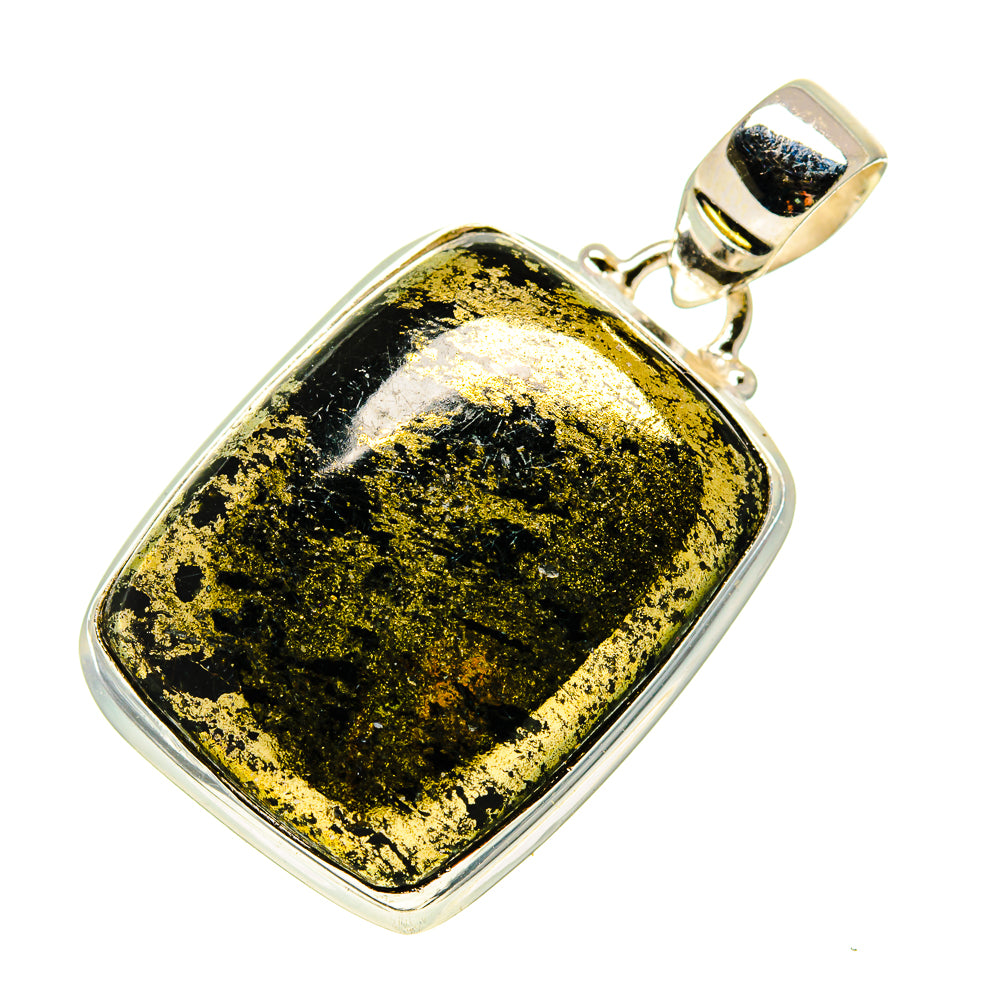 Pyrite In Black Onyx Pendants handcrafted by Anasilvercos - PD743648