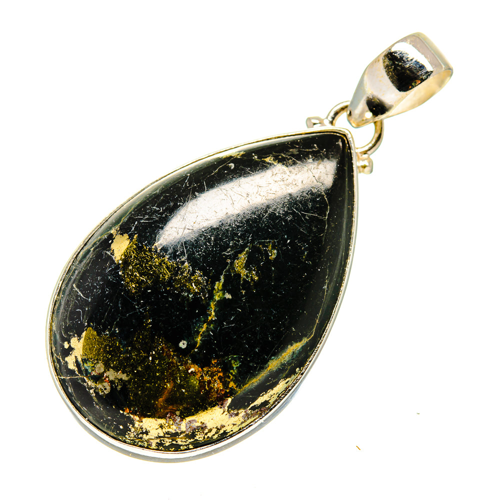 Pyrite In Black Onyx Pendants handcrafted by Anasilvercos - PD743707
