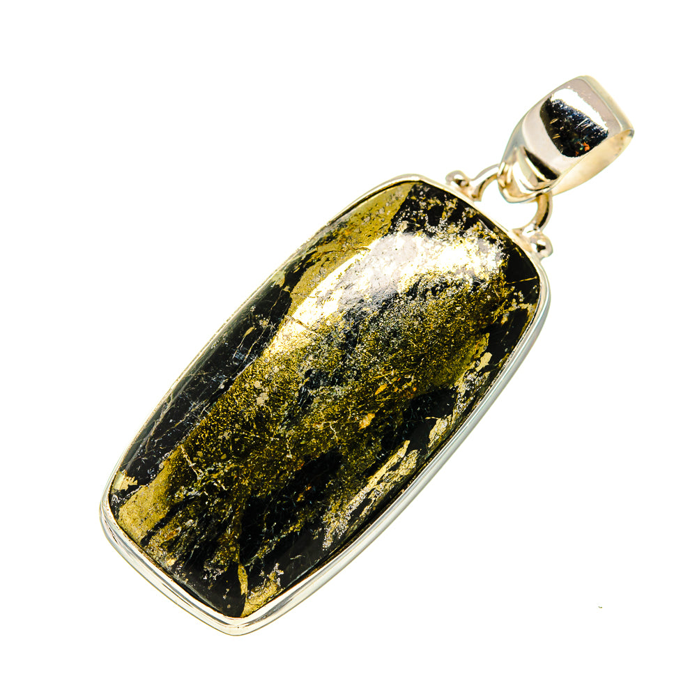 Pyrite In Black Onyx Pendants handcrafted by Anasilvercos - PD743715