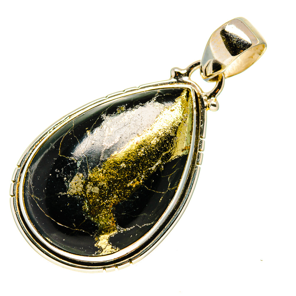Pyrite In Black Onyx Pendants handcrafted by Anasilvercos - PD743737