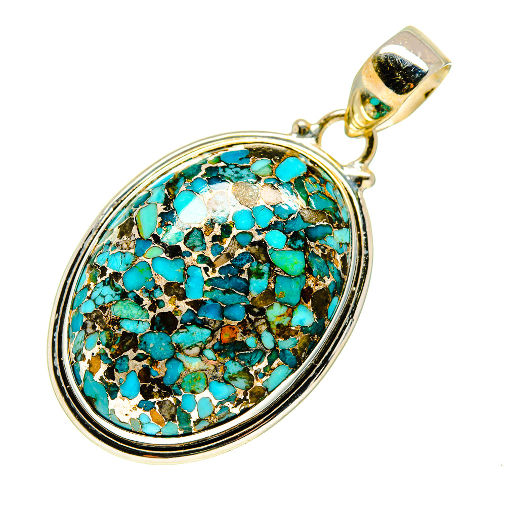 Blue Copper Composite Turquoise Pendants handcrafted by Anasilvercos - PD744572