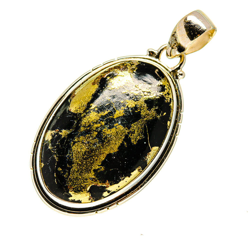 Pyrite In Black Onyx Pendants handcrafted by Anasilvercos - PD744685