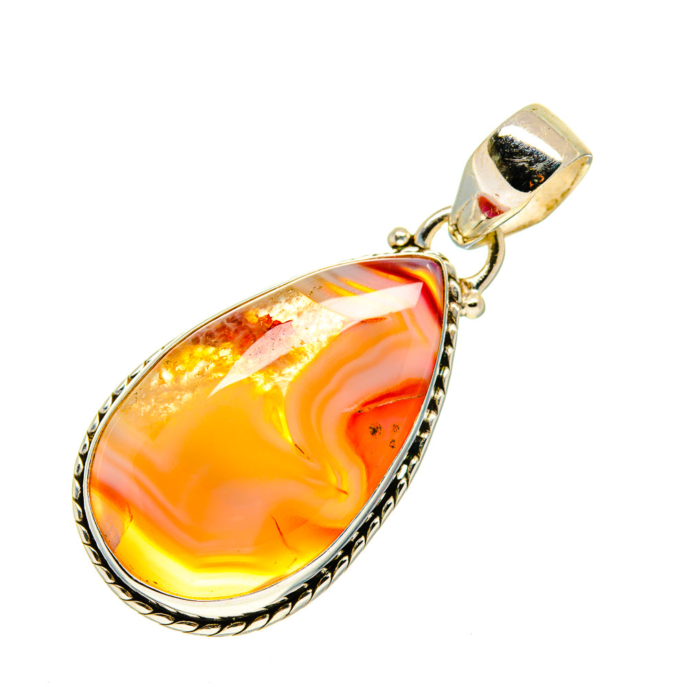 Orange Botswana Agate Pendants handcrafted by Anasilvercos - PD744939
