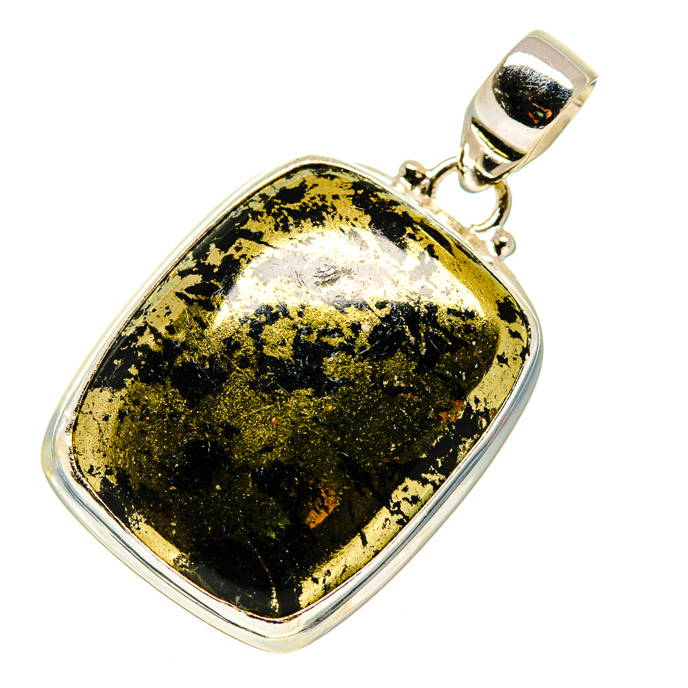 Pyrite In Black Onyx Pendants handcrafted by Anasilvercos - PD745293