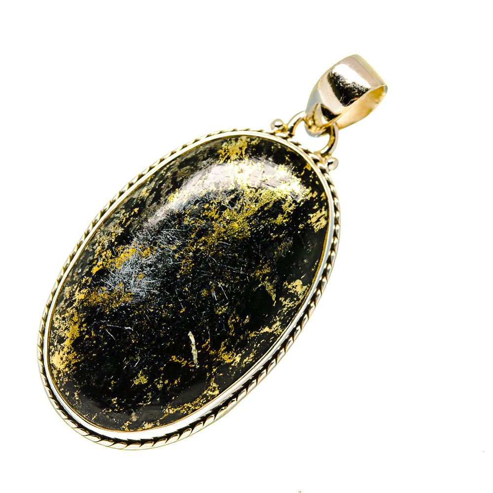 Pyrite In Black Onyx Pendants handcrafted by Anasilvercos - PD745367