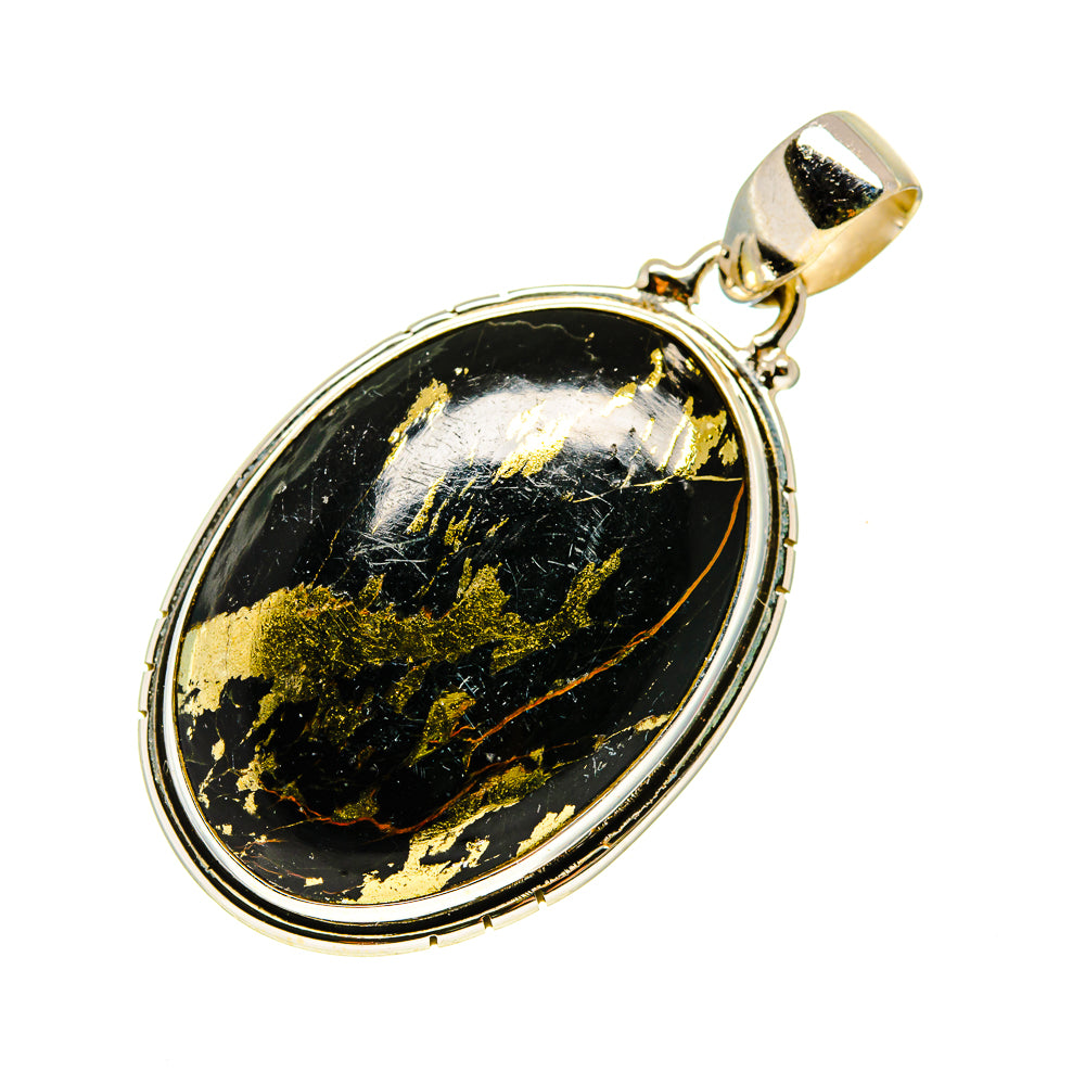 Pyrite In Black Onyx Pendants handcrafted by Anasilvercos - PD745388